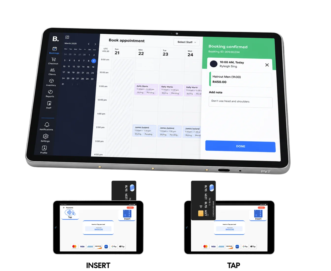 Booket Smart Payment Tablet with insert and tap card payments